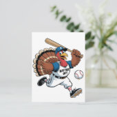Erntedank Baseball Türkei Batter Gobbler Feiertagspostkarte (Stehend Vorderseite)