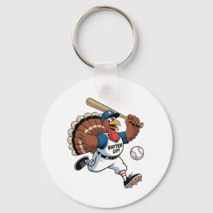 Erntedank Baseball Türkei Batter Gobbler Schlüsselanhänger