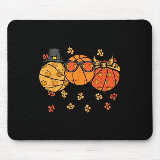 Erntedank Basketballs Pilgrill Herbst Männer W Mousepad (Vorne)