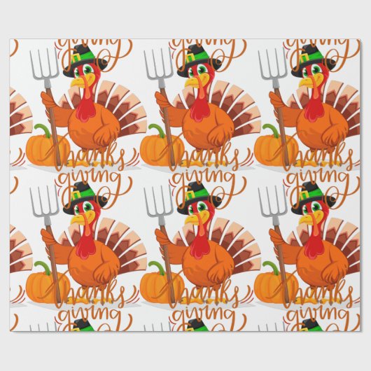 Erntedank Bauer Truthahn Geschenkpapier (Flach)