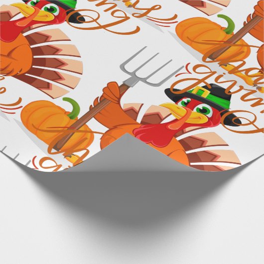 Erntedank Bauer Truthahn Geschenkpapier (Ecke)