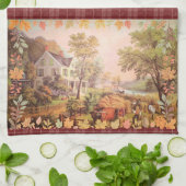 Erntedank Bauern Zuhause Harvest Kariert Geschirrtuch (Gefaltet)