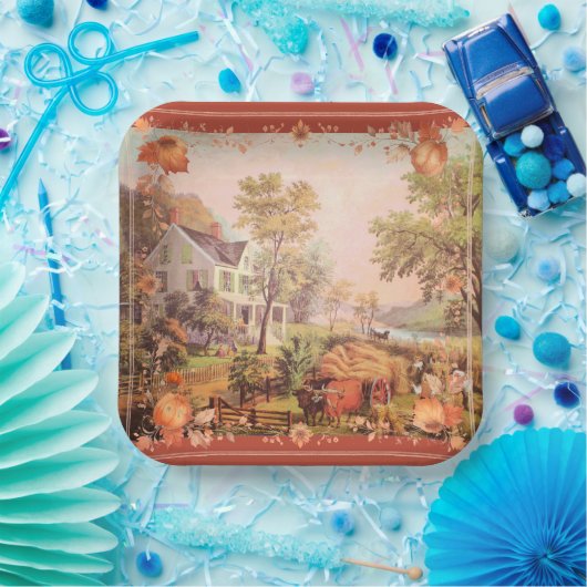 Erntedank Bauern Zuhause Harvest Pappteller (Party)