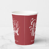 Erntedank Be dankful Script Harvest Burgundy Pappbecher (Rechts)