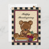 Erntedank Bear Holiday Cartoon Postkarte (Vorne/Hinten)