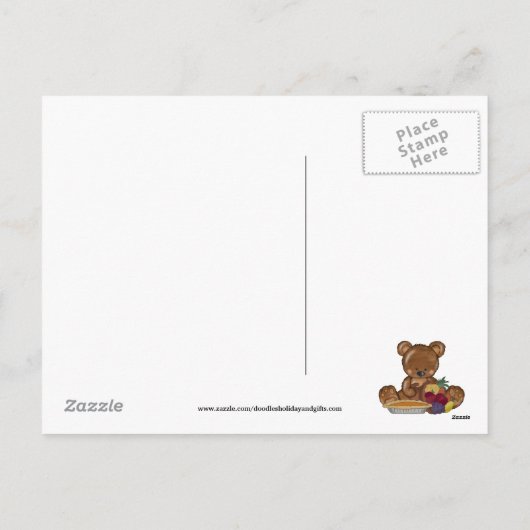 Erntedank Bear Holiday Cartoon Postkarte (Rückseite)