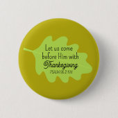 Erntedank Bibel Verse Grüne Blätter Autumm Olivenö Button (Vorderseite)