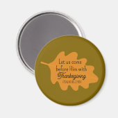 Erntedank Bibel Verse Orange Leaf Autumbraun Magnet (Vorderseite/Rückseite)
