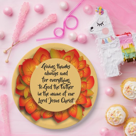 Erntedank Bibel Zitat Herbst Leaf Plakat Pappteller (Party)