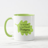 Erntedank Bible Verse Grüne Leaf Autumm Tasse (Links)