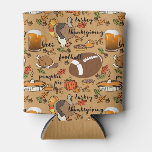 Erntedank, Bier, Türkei & Fußball Design Dosenkühler (Vorderseite)