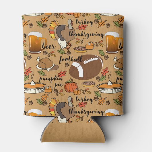 Erntedank, Bier, Türkei & Fußball Design Dosenkühler (Rückseite)