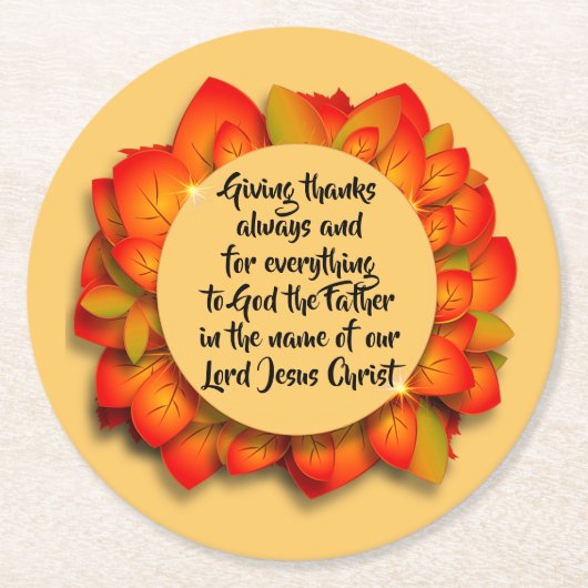 Erntedank Biokonzept Herbstblatt Runder Pappuntersetzer (Vorderseite)