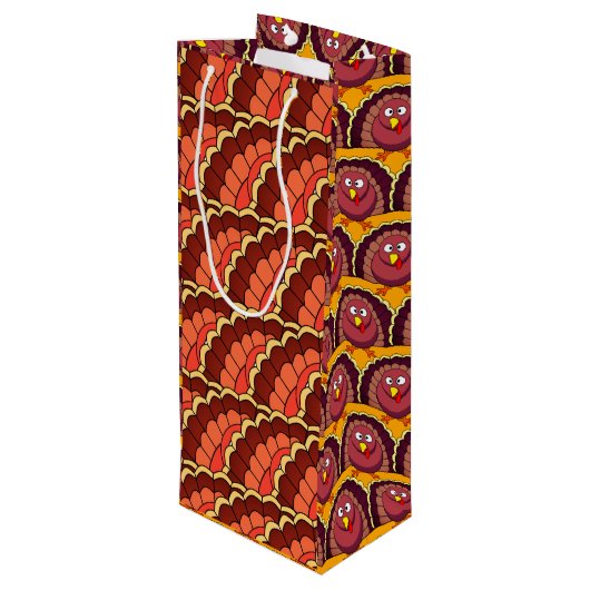 Erntedank Bird Geschenktüte Für Weinflaschen (Rückseite Schrägansicht)