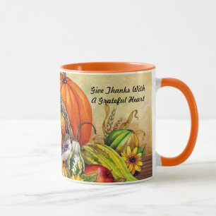 Erntedank Bird Harvest Tasse Cup Orange