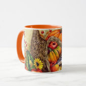 Erntedank Bird Harvest Tasse Cup Orange (Vorderseite Links)