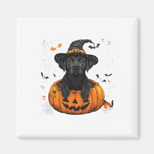 Erntedank "Black Lab Labrador Pumpkin Halloween" Magnet (Vorne)