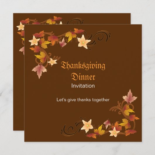 Erntedank Blätter Classic Fall Theme Einladung (Vorne/Hinten)