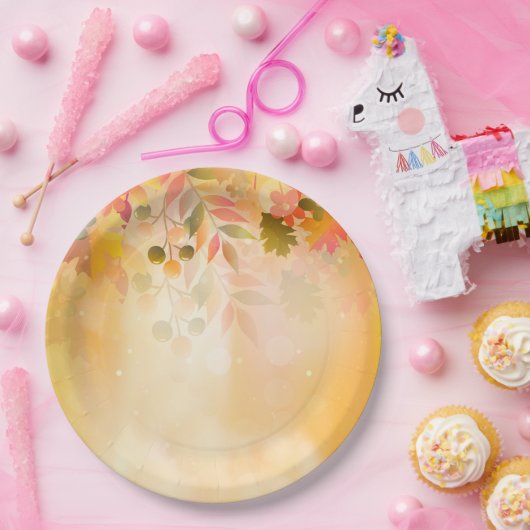 Erntedank Blätter Herbstsparkle Pappteller (Party)