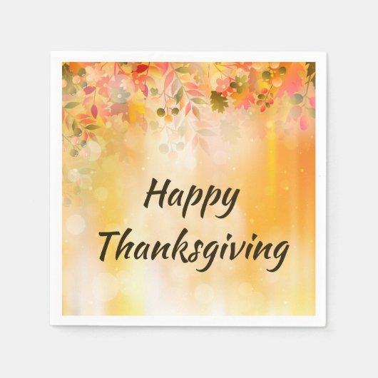 Erntedank Blätter Herbstsparkle Serviette (Vorderseite)