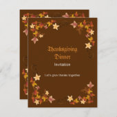 Erntedank Blätter Klassische Fallgrenze Einladung (Vorne/Hinten)