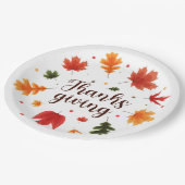 Erntedank-Blätter Pappteller (Schrägansicht)