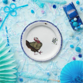 Erntedank blau für antikes Porzellan Putendesign Pappteller (Party)