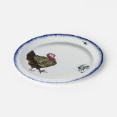 Erntedank blau für antikes Porzellan Putendesign Pappteller (Schrägansicht)