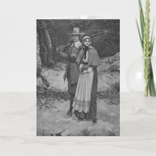 Erntedank Blessing - Pilgrim Couple Feiertagskarte (Vorderseite)