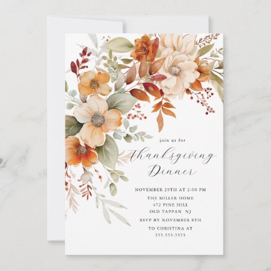 Erntedank Blossom Feier Einladung (Vorderseite)