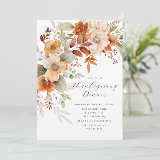 Erntedank Blossom Feier Einladung (Stehend Vorderseite)