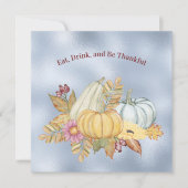 Erntedank Blue Pumpkin Gourds Floral Einladung (Vorderseite)