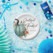 Erntedank Blue Pumpkin Rustic Paper Teller (Party)