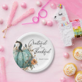 Erntedank Blue Pumpkin Rustic Paper Teller (Party)