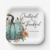 Erntedank Blue Pumpkin Rustic Paper Teller (Vorderseite)