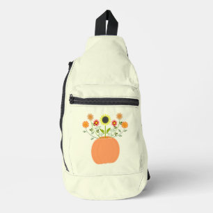 Erntedank Blume in Pumpkin Crossbody Bag
