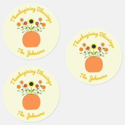 Erntedank-Blume in Pumpkin Custom Etiketten (Gruppe)