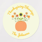 Erntedank-Blume in Pumpkin Custom Etiketten (Design 1)
