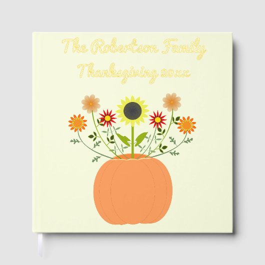 Erntedank-Blume in Pumpkin Custom Gästebuch (Vorderseite)