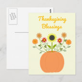 Erntedank-Blume in Pumpkin Custom Postkarte (Vorne/Hinten)