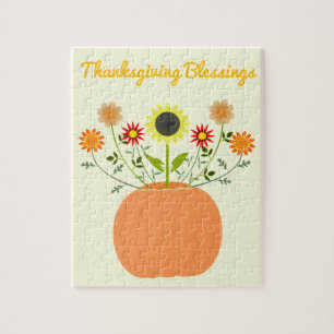 Erntedank-Blume in Pumpkin Custom Puzzle
