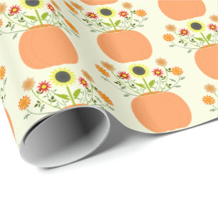 Erntedank Blume in Pumpkin Gemustert Geschenkpapier