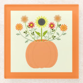 Erntedank Blume in Pumpkin Glasuntersetzer (Vorderseite)