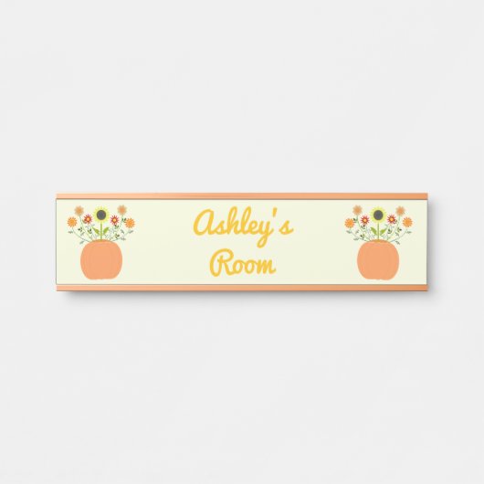 Erntedank Blume in Pumpkin Individuelle Name Türschild (Vorderseite )