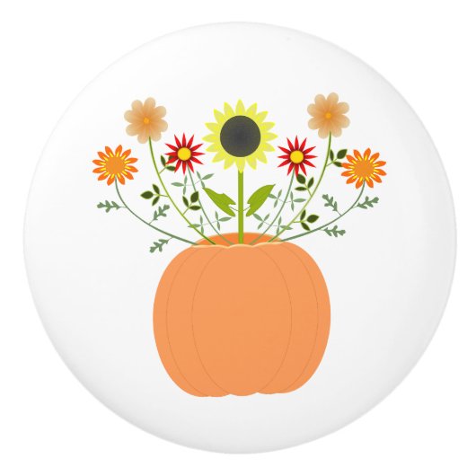 Erntedank Blume in Pumpkin Keramikknauf (Vorderseite)