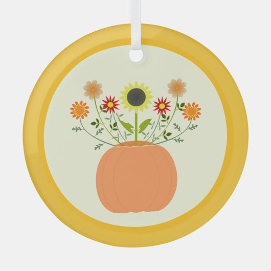 Erntedank Blume in Pumpkin Ornament Aus Glas (Vorderseite)