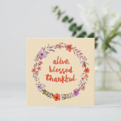 Erntedank Blume Kranz auf Beige Dankeskarte (Stehend Vorderseite)