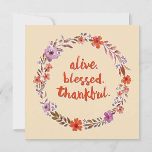 Erntedank Blume Kranz auf Beige Dankeskarte (Vorderseite)