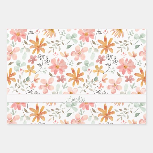 Erntedank Blume Orange Geschenkpapier Set (Vorderseite)