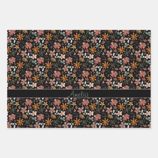 Erntedank Blume roter Mustername Geschenkpapier Set (Vorderseite 2)